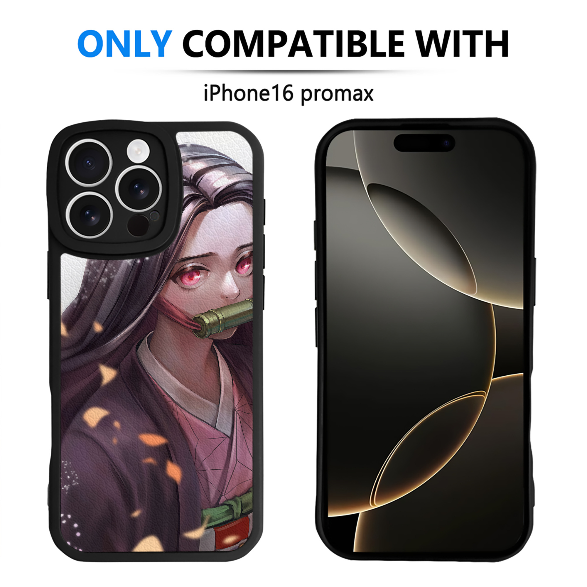 （画像用） 鬼滅の刃（きめつのやいば）竈門 禰󠄀豆子／かまど ねずこ Kamado Nezuko 【iPhone 16シリーズ対応】シリコンスマホケース（レザー調） 材質：シリコン